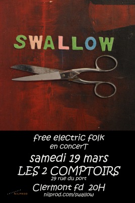 Affiche du concert de Swallow aux 2 comptoirs, clermont-ferrand